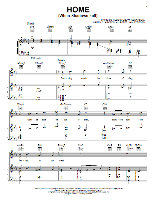 Paul McCartney Home (When Shadows Fall) Sheet Music Notes & Chords for Piano, Vocal & Guitar (Right-Hand Melody) - Download or Print PDF