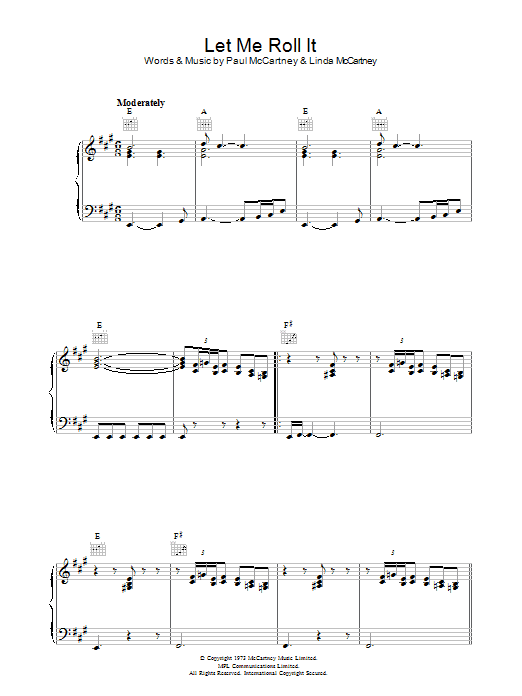 Paul McCartney & Wings Let Me Roll It Sheet Music Notes & Chords for Lyrics & Chords - Download or Print PDF