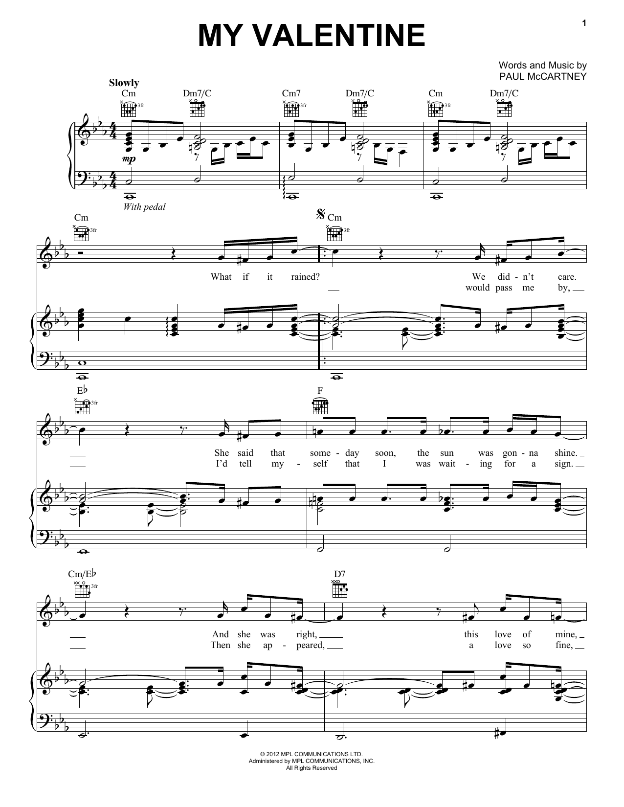 Paul McCartney My Valentine Sheet Music Notes & Chords for Cello Solo - Download or Print PDF
