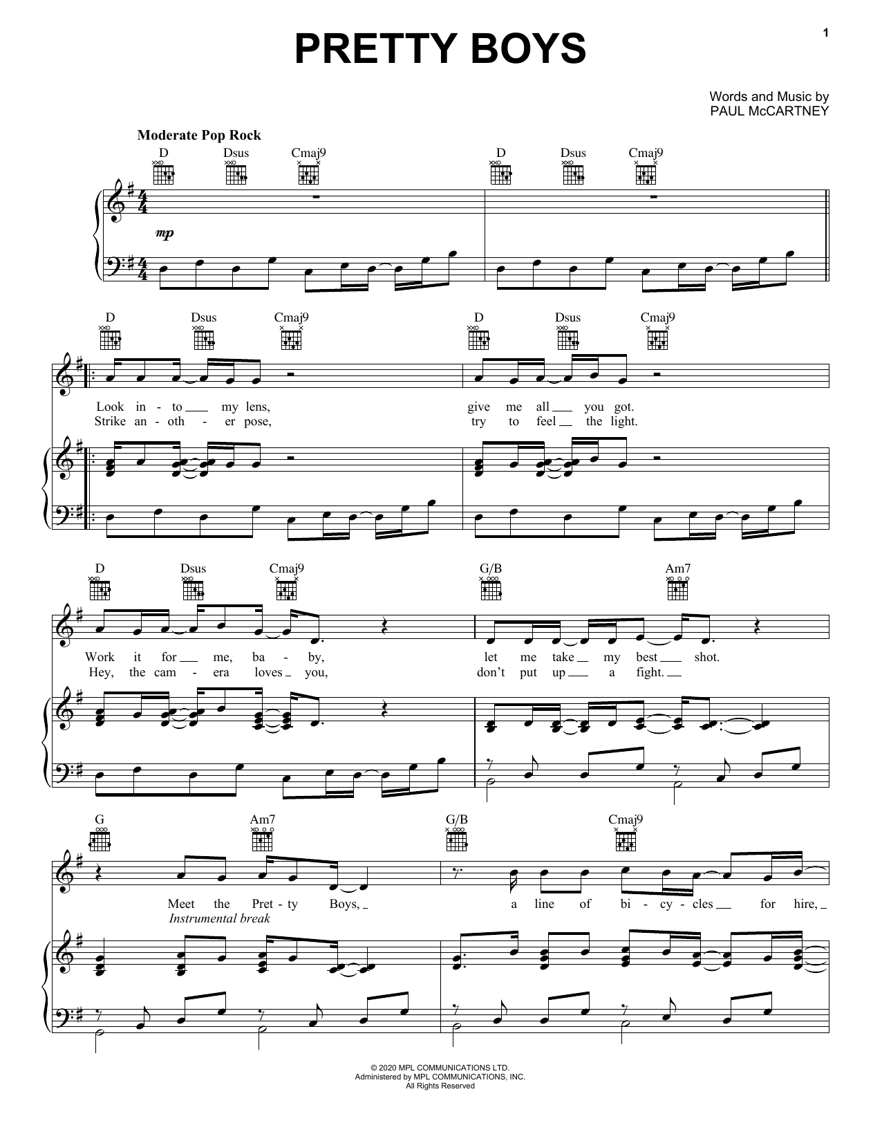 Paul McCartney Pretty Boys Sheet Music Notes & Chords for Lead Sheet / Fake Book - Download or Print PDF