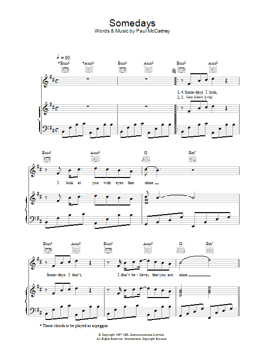Paul McCartney Somedays Sheet Music Notes & Chords for Guitar Chords/Lyrics - Download or Print PDF