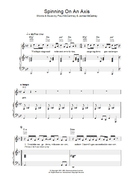 Paul McCartney Spinning On An Axis Sheet Music Notes & Chords for Piano, Vocal & Guitar - Download or Print PDF