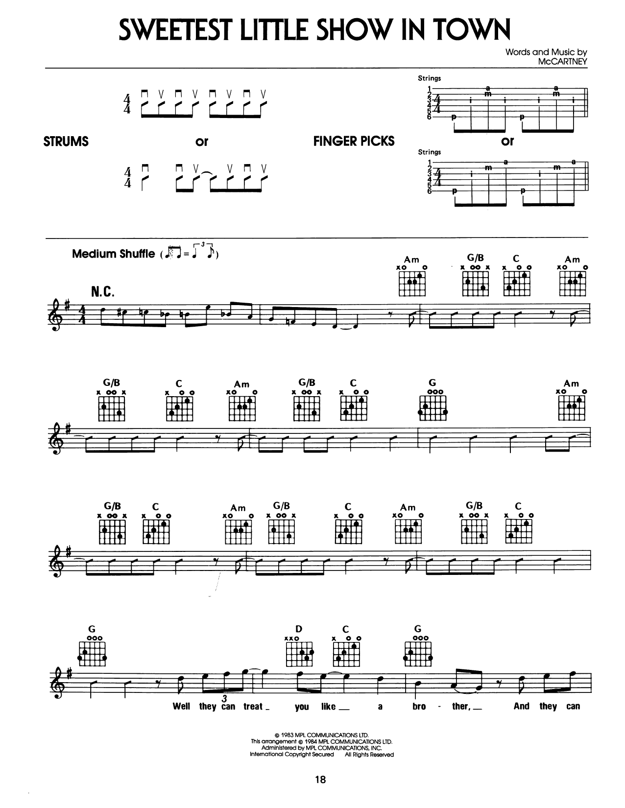 Paul McCartney Sweetest Little Show In Town Sheet Music Notes & Chords for Easy Guitar - Download or Print PDF Paul McCartney Sweetest Little Show In Town Sheet Music Notes & Chords for Easy Guitar - Download or Print PDF