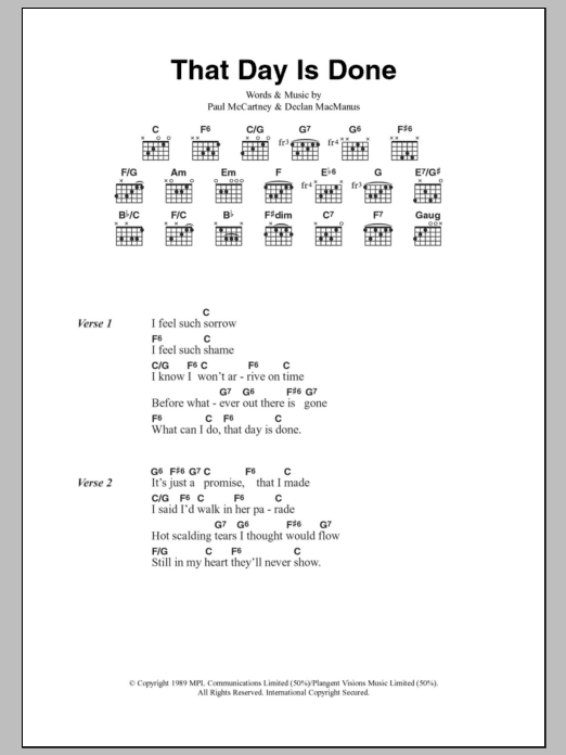 Paul McCartney That Day Is Done Sheet Music Notes & Chords for Lyrics & Chords - Download or Print PDF