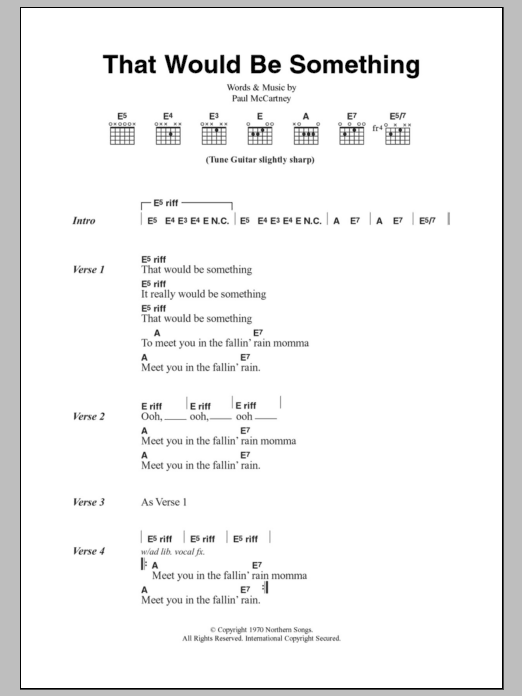 Paul McCartney That Would Be Something Sheet Music Notes & Chords for Lyrics & Chords - Download or Print PDF