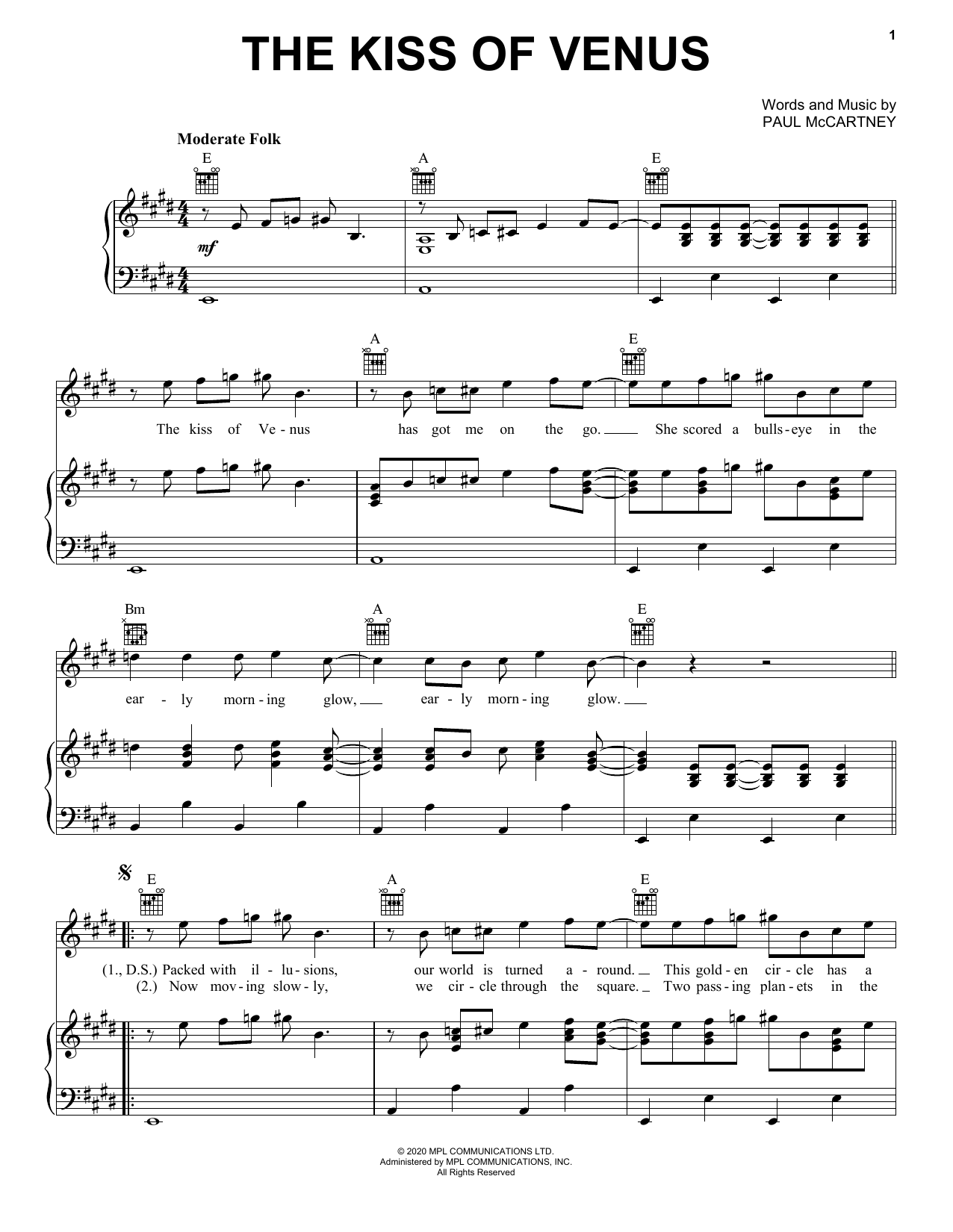 Paul McCartney The Kiss Of Venus Sheet Music Notes & Chords for Lead Sheet / Fake Book - Download or Print PDF