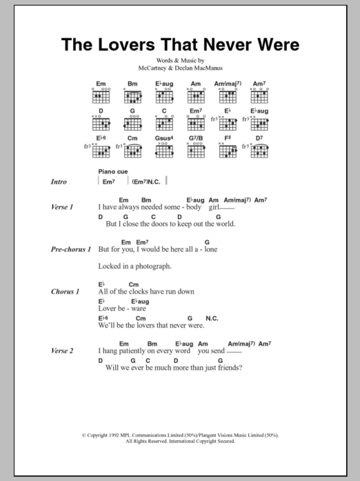 Paul McCartney The Lovers That Never Were Sheet Music Notes & Chords for Lyrics & Chords - Download or Print PDF