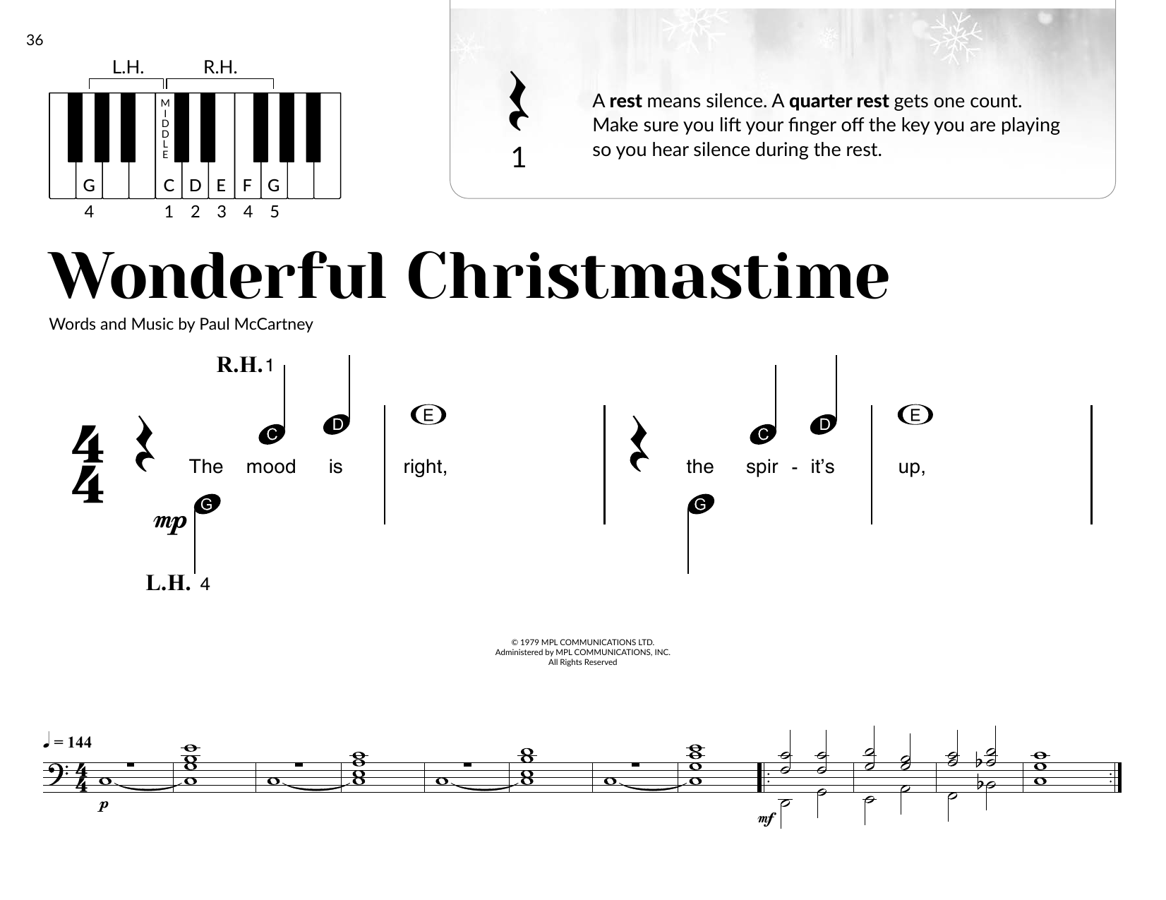 Paul McCartney Wonderful Christmastime (arr. Brittany McCorriston) Sheet Music Notes & Chords for Very Beginner Piano - Download or Print PDF