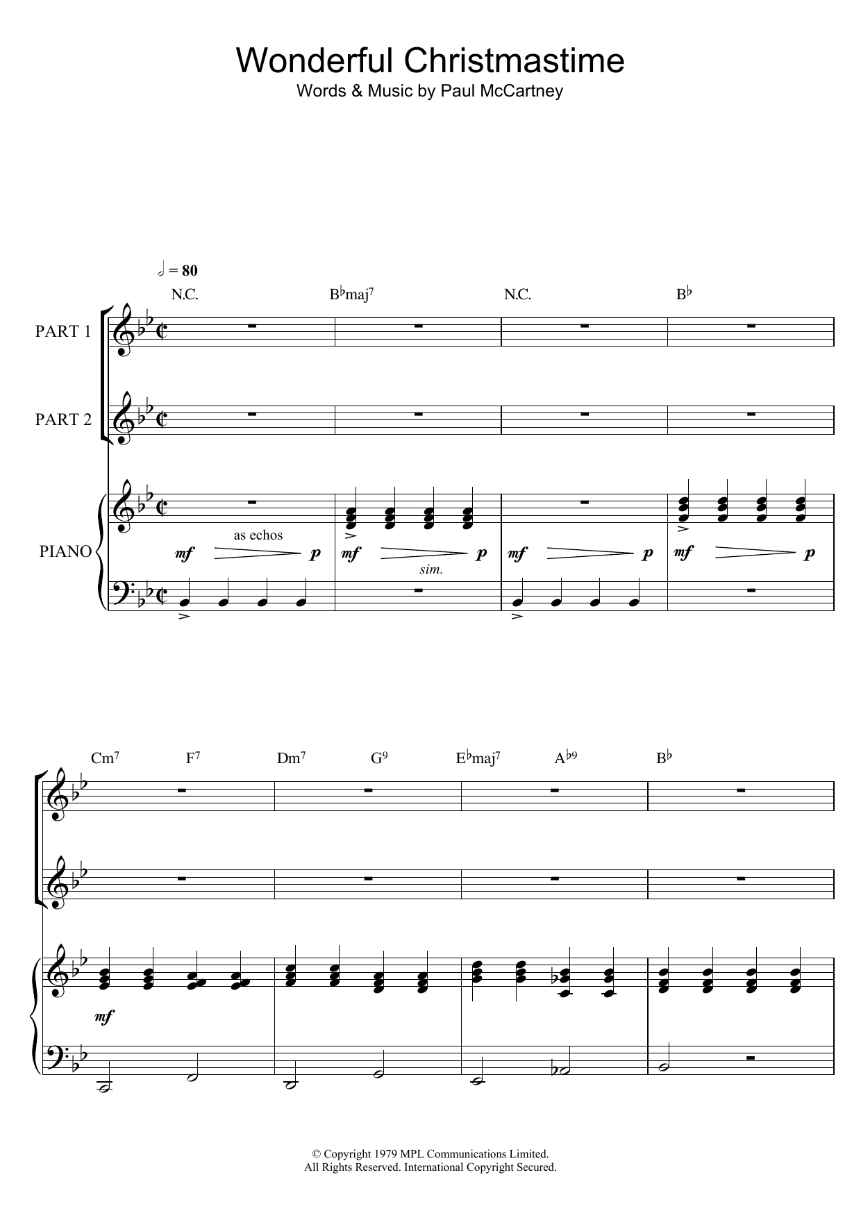Paul McCartney Wonderful Christmastime (arr. Rick Hein) Sheet Music Notes & Chords for 2-Part Choir - Download or Print PDF