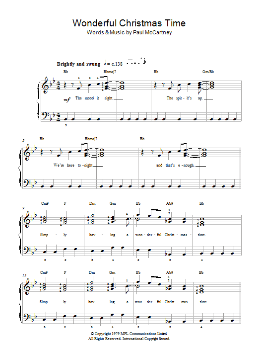 Paul McCartney Wonderful Christmastime Sheet Music Notes & Chords for Alto Saxophone - Download or Print PDF