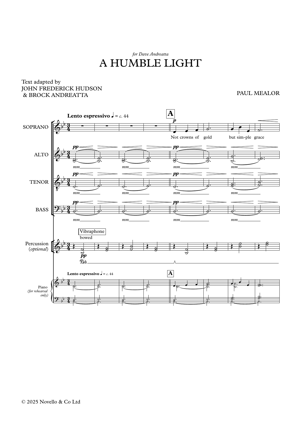 Paul Mealor A Humble Light Sheet Music Notes & Chords for SATB Choir - Download or Print PDF