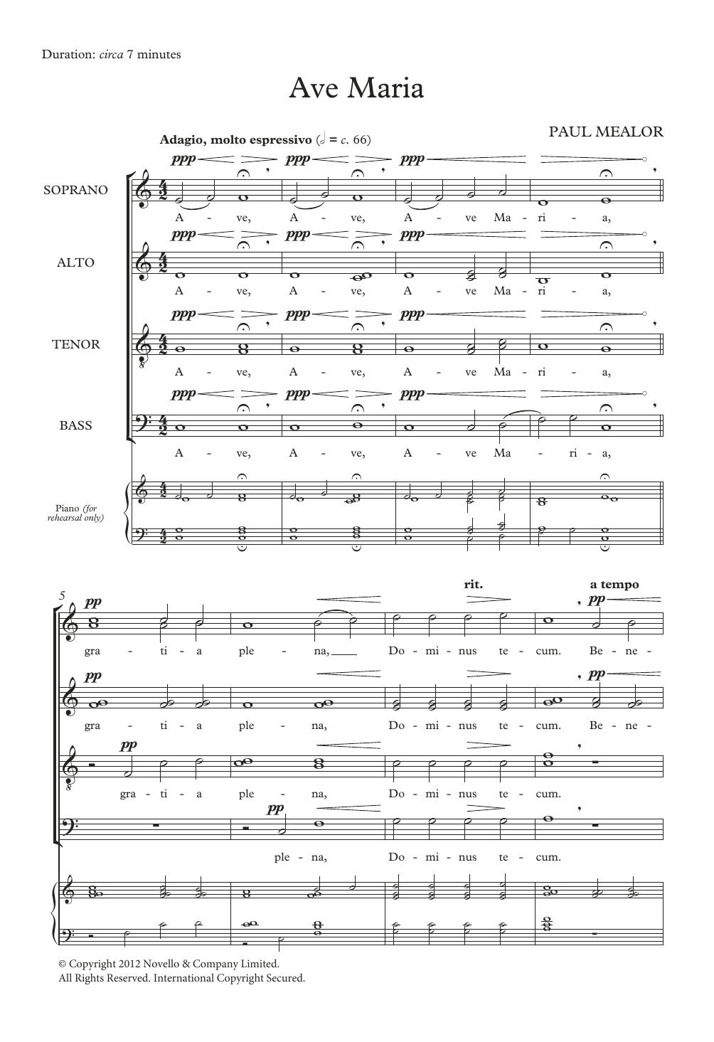 Paul Mealor Ave Maria Sheet Music Notes & Chords for SATB Choir - Download or Print PDF