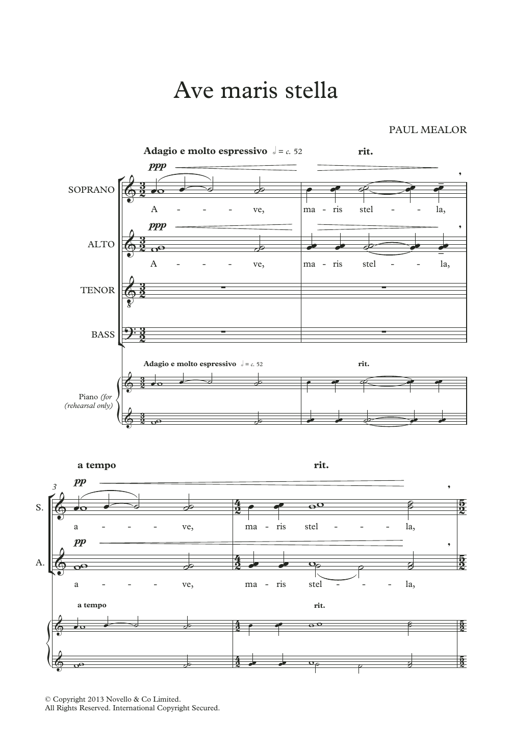 Paul Mealor Ave Maris Stella Sheet Music Notes & Chords for SATB Choir - Download or Print PDF