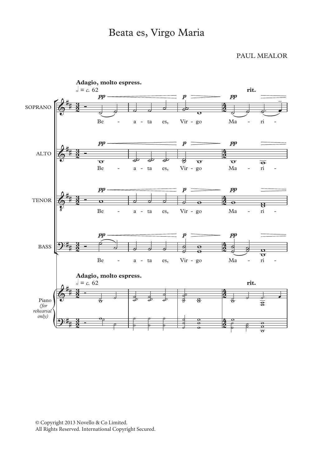Paul Mealor Beata Es Virgo Maria Sheet Music Notes & Chords for SATB Choir - Download or Print PDF