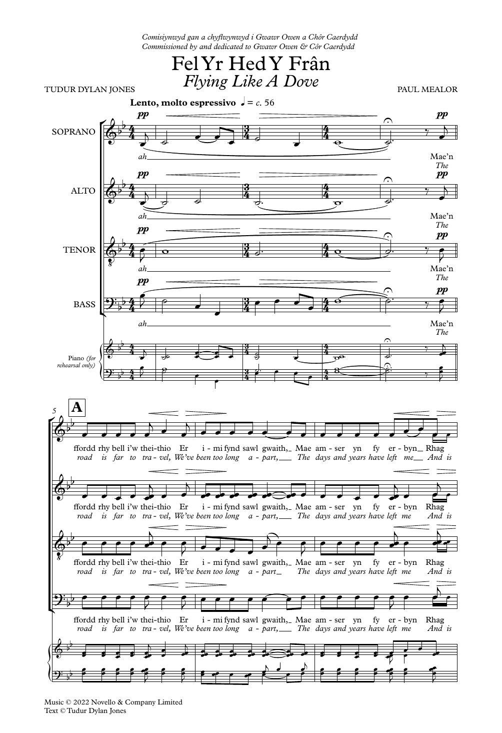Paul Mealor Fel Yr Hed Y Fran Sheet Music Notes & Chords for SATB Choir - Download or Print PDF