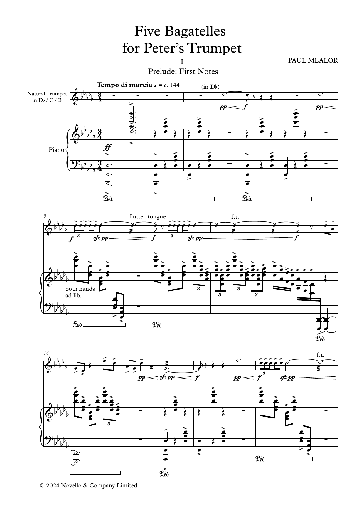 Paul Mealor Five Bagatelles for Peters Trumpet Sheet Music Notes & Chords for Trumpet and Piano - Download or Print PDF Paul Mealor Five Bagatelles for Peters Trumpet Sheet Music Notes & Chords for Trumpet and Piano - Download or Print PDF