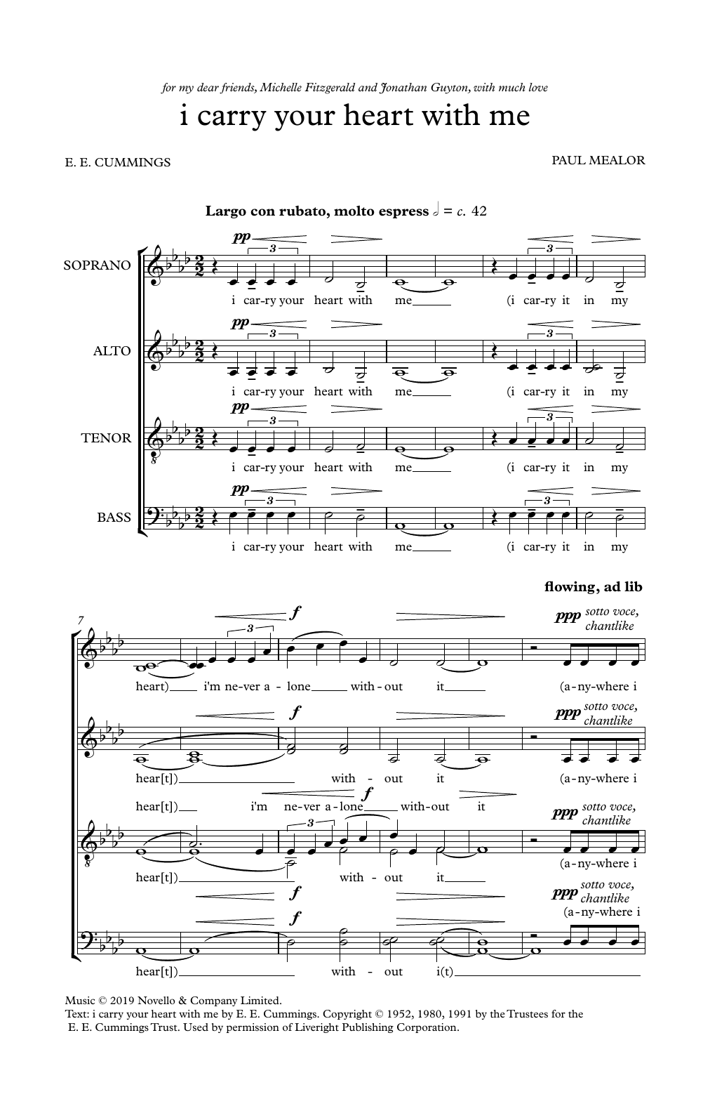 Paul Mealor I Carry Your Heart With Me Sheet Music Notes & Chords for SATB Choir - Download or Print PDF