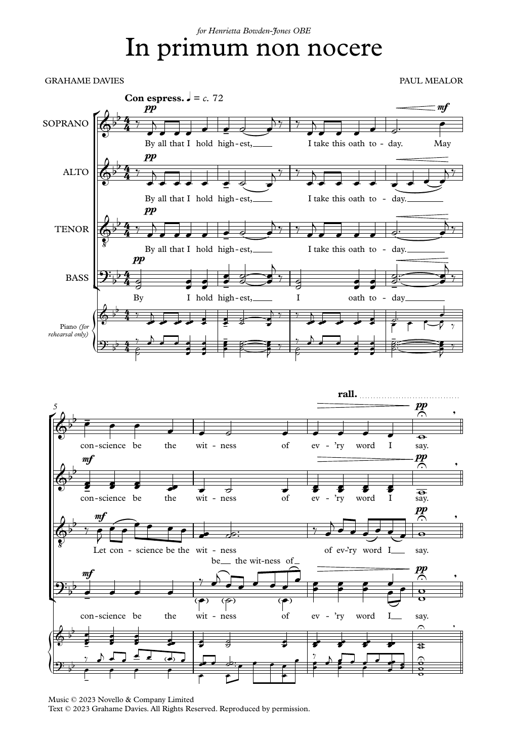 Paul Mealor In Primum Non Nocere Sheet Music Notes & Chords for Choir - Download or Print PDF