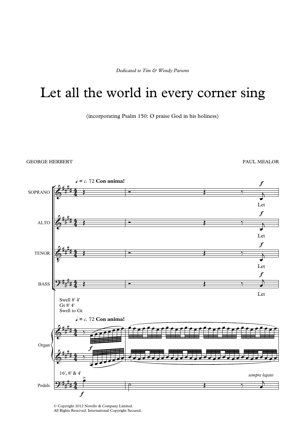Paul Mealor Let All The World In Every Corner Sing Sheet Music Notes & Chords for SATB Choir - Download or Print PDF Paul Mealor Let All The World In Every Corner Sing Sheet Music Notes & Chords for SATB Choir - Download or Print PDF