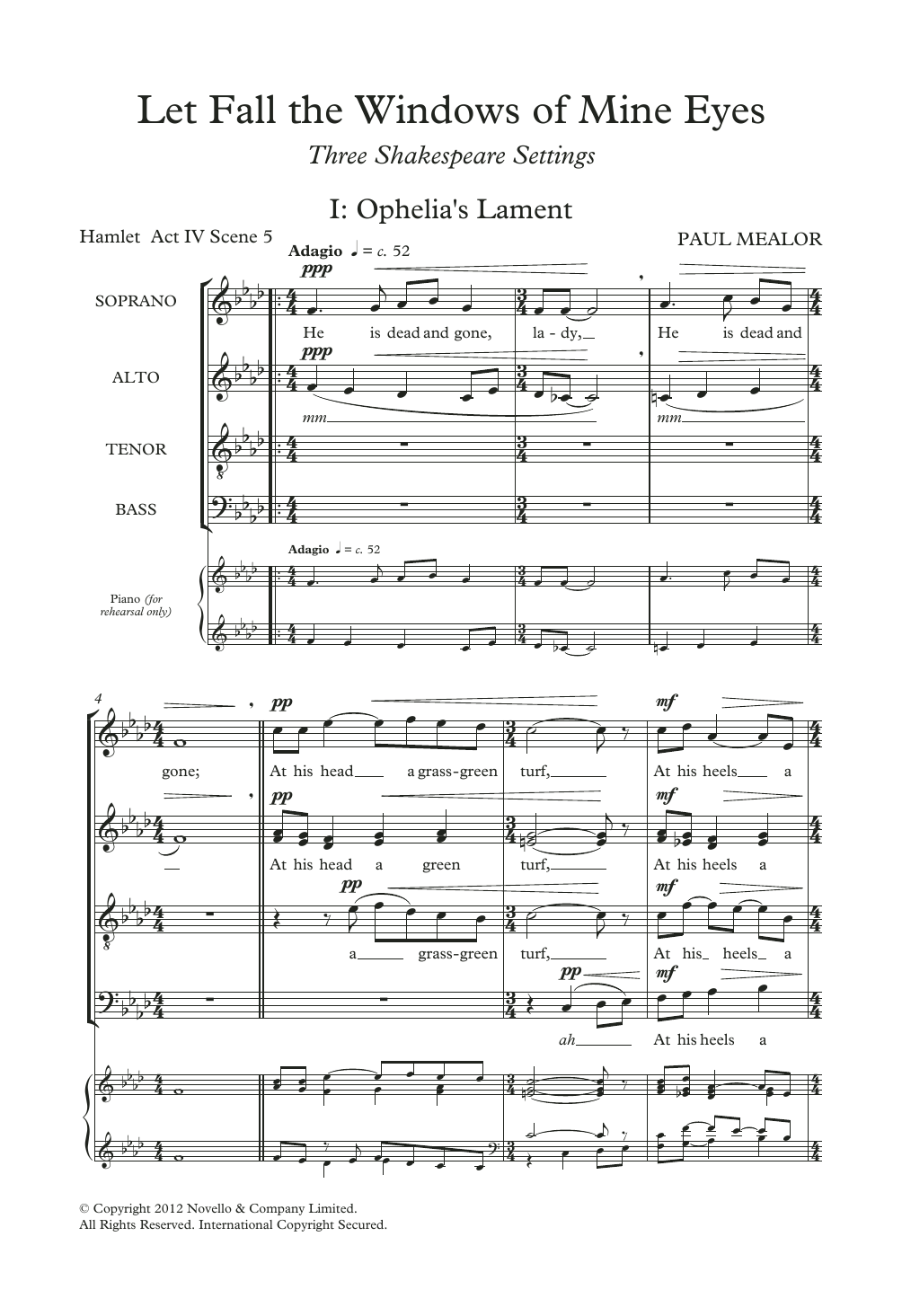 Paul Mealor Let Fall The Windows Of Mine Eyes Sheet Music Notes & Chords for SATB Choir - Download or Print PDF