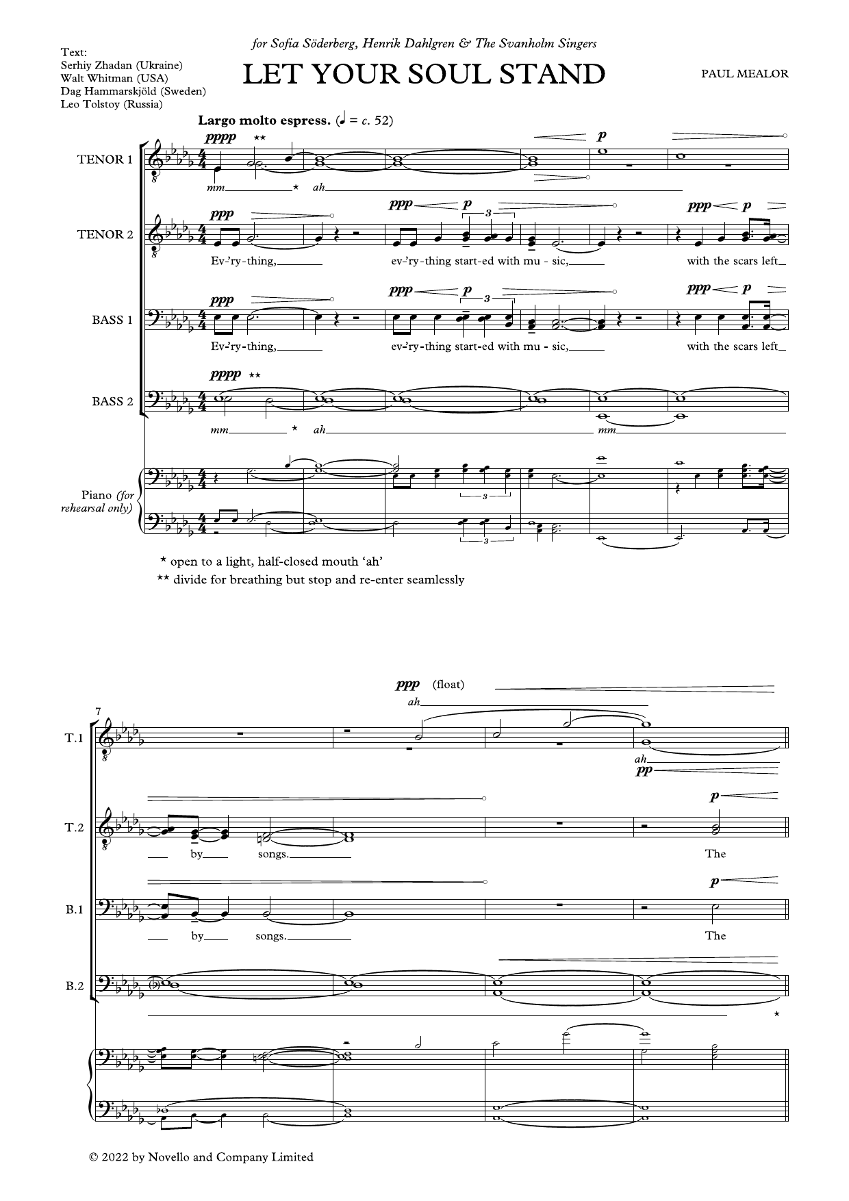 Paul Mealor Let Your Soul Stand (TTBB divisi) Sheet Music Notes & Chords for TTBB Choir - Download or Print PDF