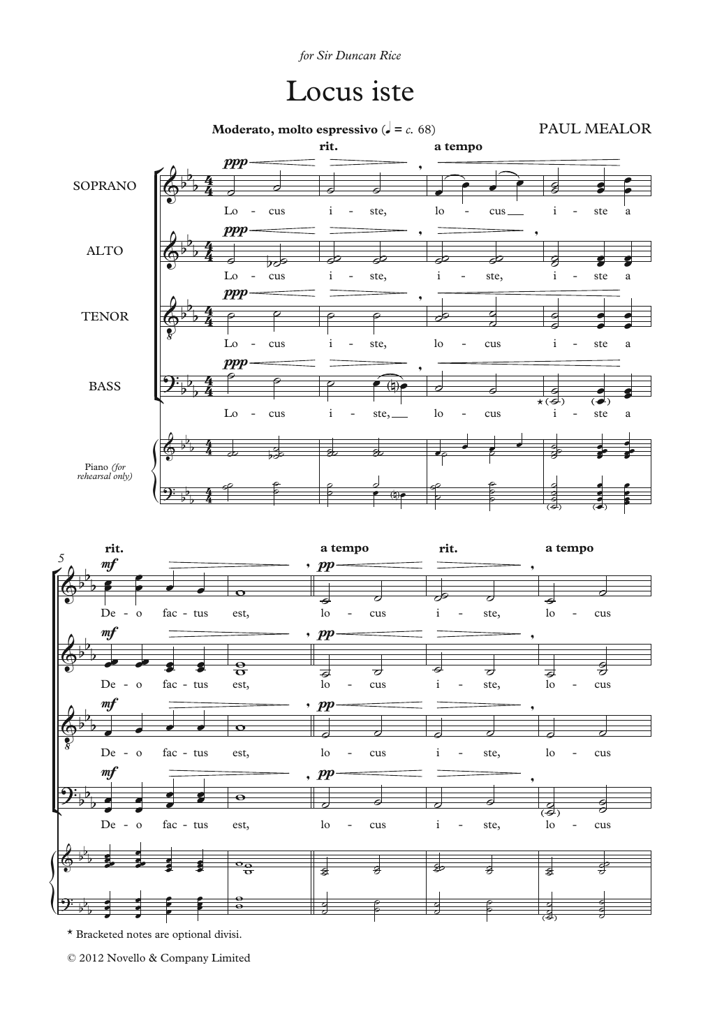 Paul Mealor Locus Iste Sheet Music Notes & Chords for SATB Choir - Download or Print PDF
