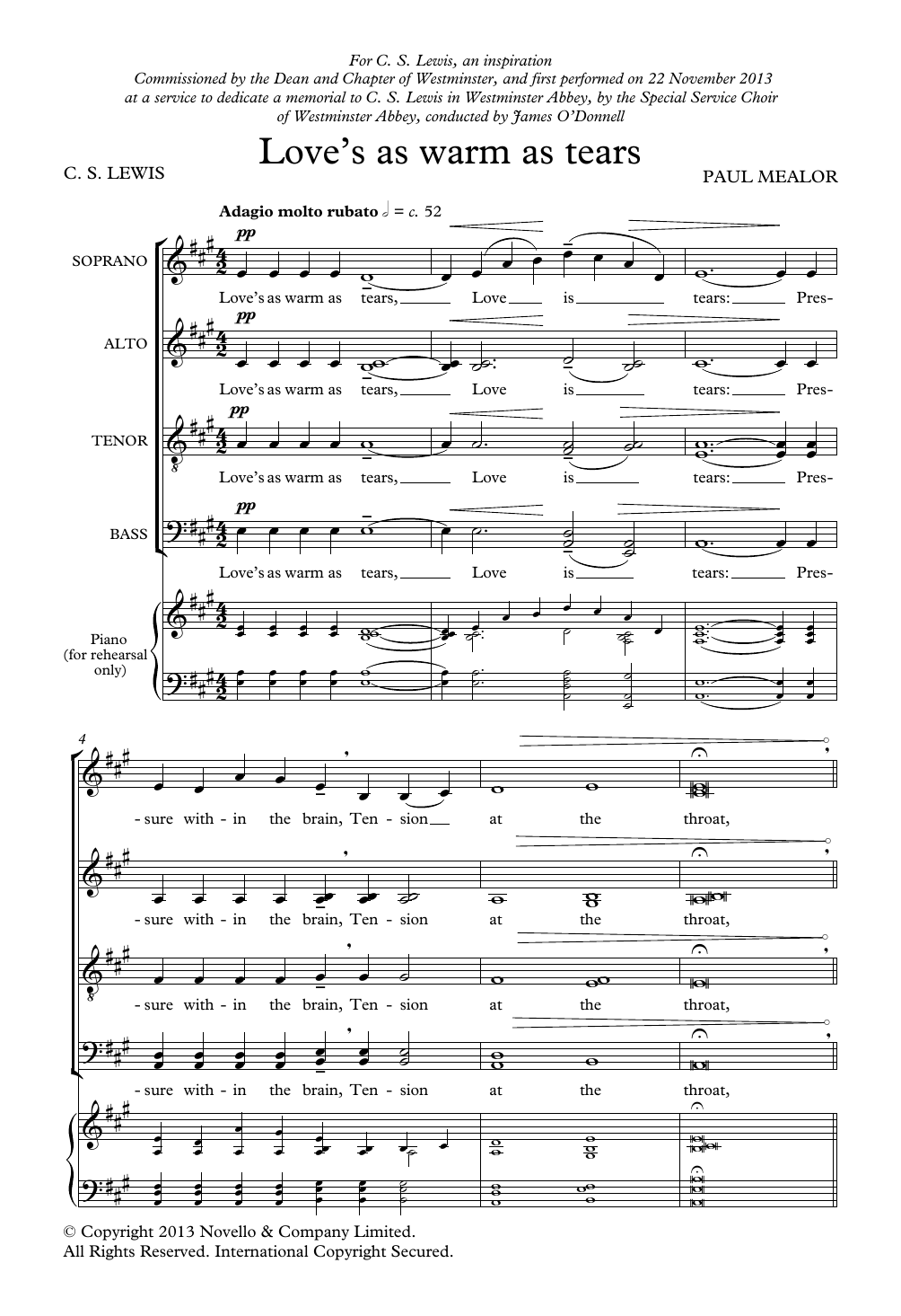 Paul Mealor Love's As Warm As Tears Sheet Music Notes & Chords for Choir - Download or Print PDF