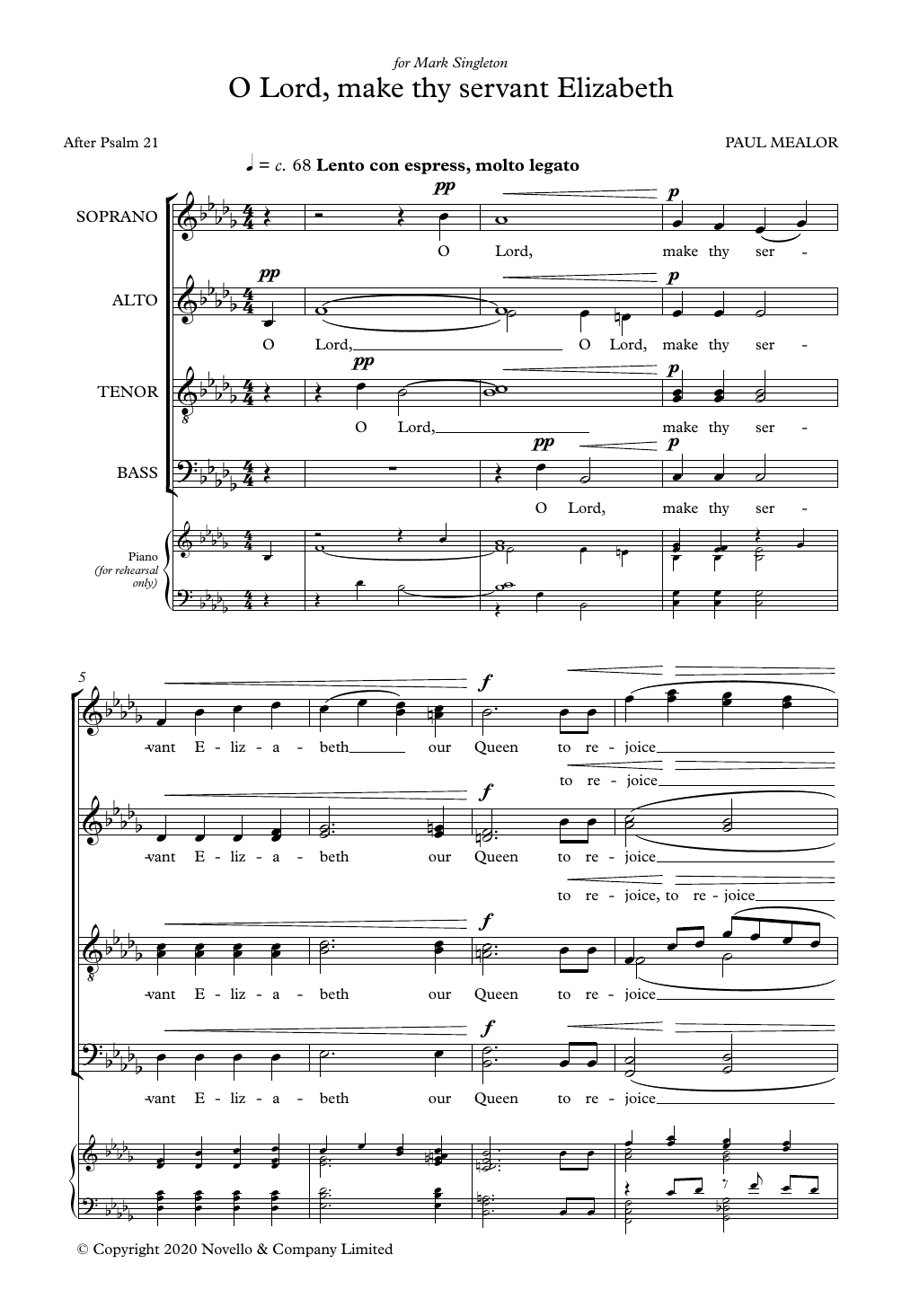 Paul Mealor O Lord, Make Thy Servant Elizabeth Sheet Music Notes & Chords for SATB Choir - Download or Print PDF