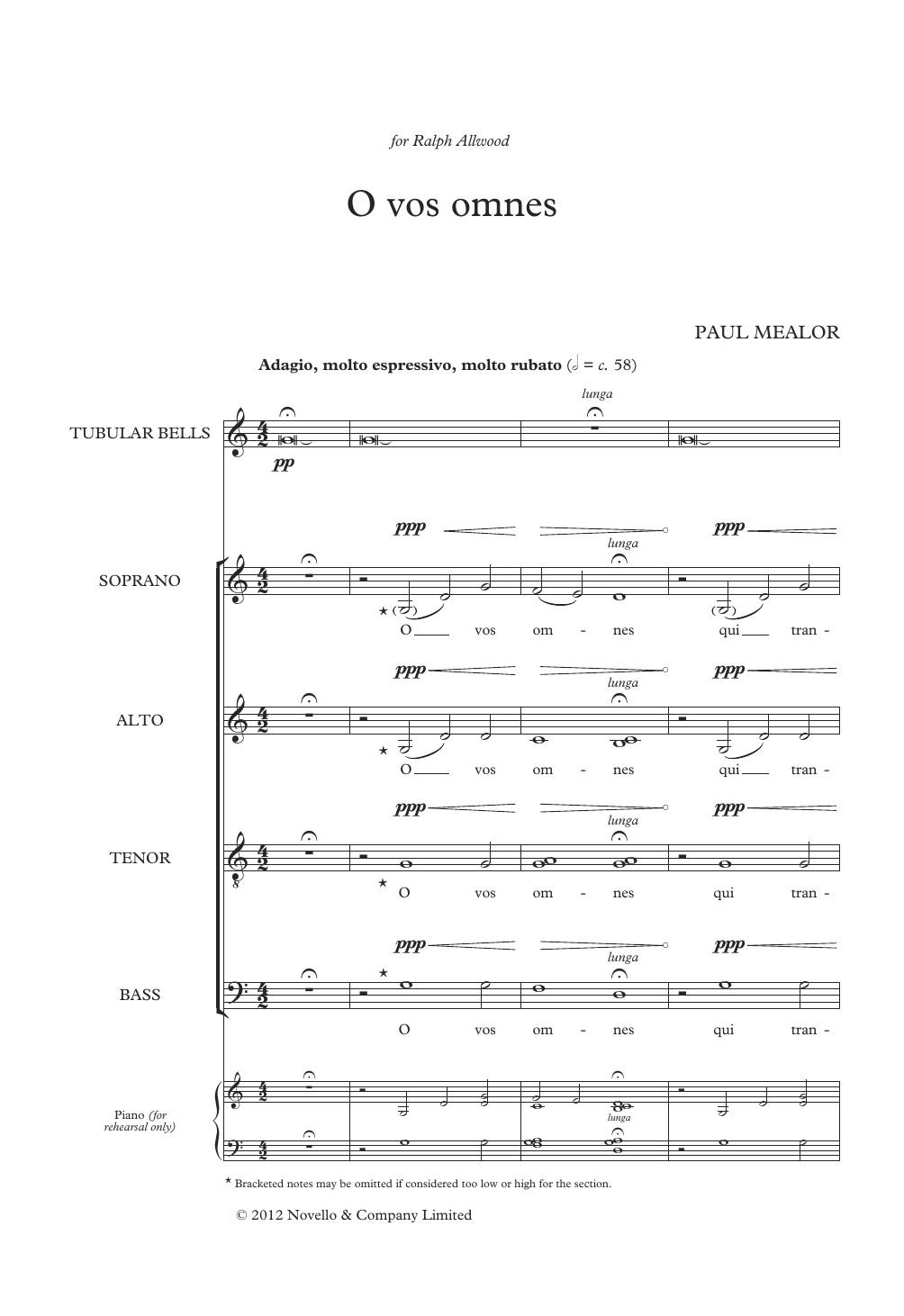 Paul Mealor O Vos Omnes Sheet Music Notes & Chords for SATB Choir - Download or Print PDF
