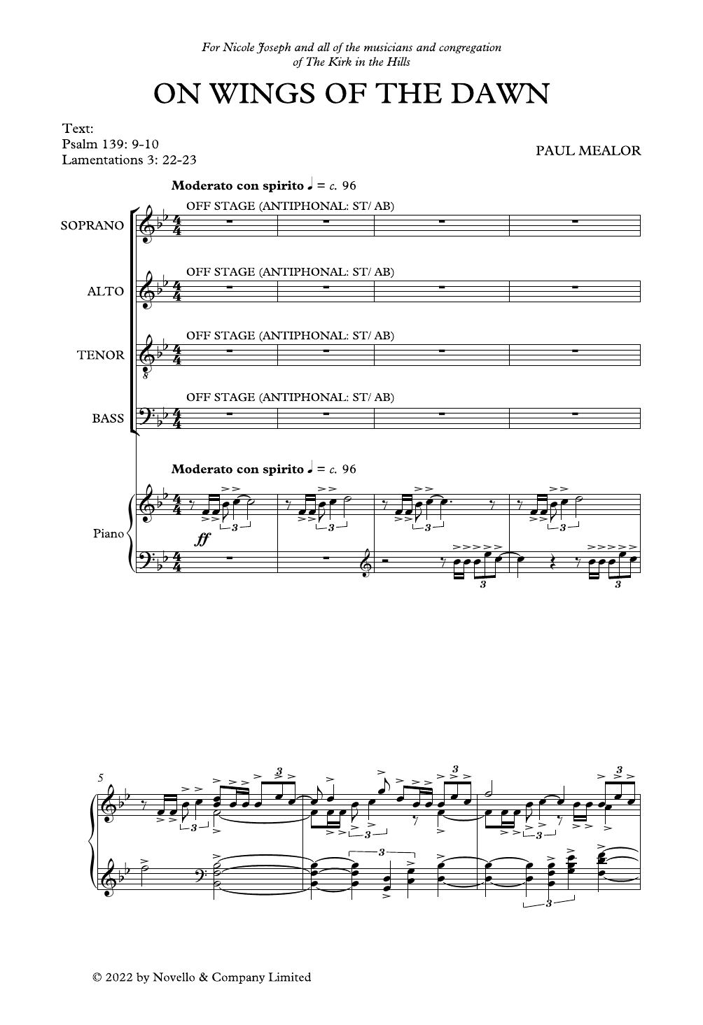 Paul Mealor On The Wings Of Dawn Sheet Music Notes & Chords for SATB Choir - Download or Print PDF