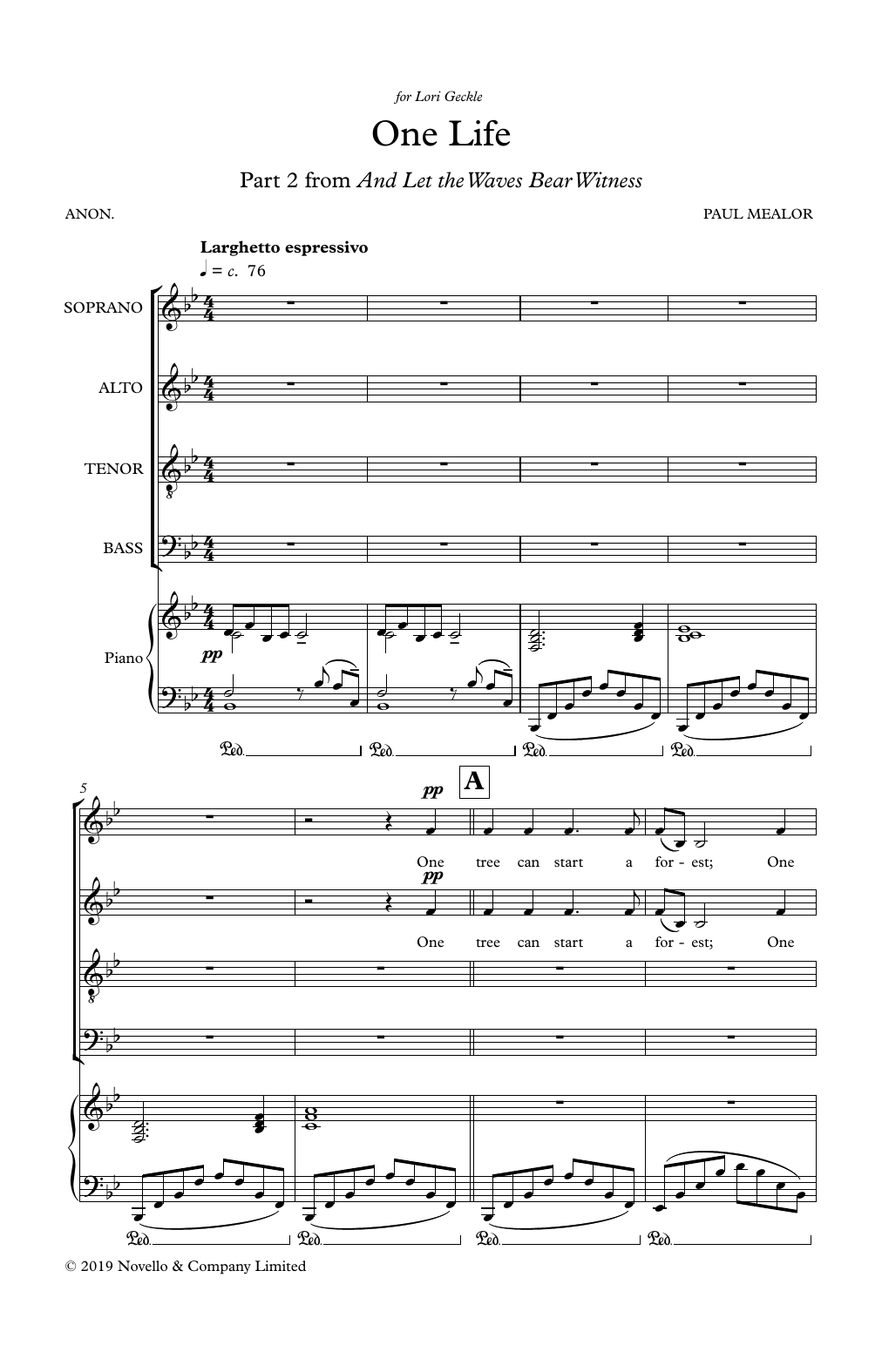 Paul Mealor One Life Sheet Music Notes & Chords for SATB Choir - Download or Print PDF