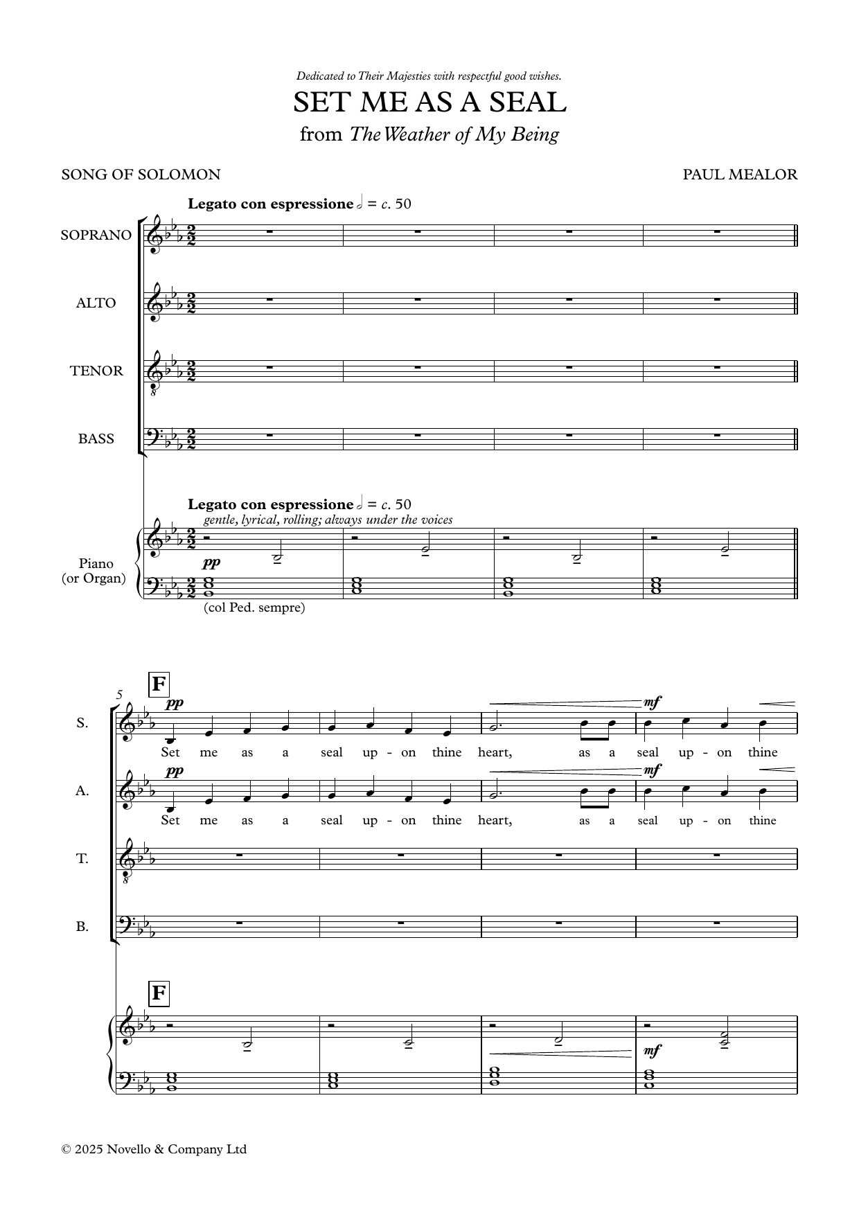 Paul Mealor Set Me As A Seal Sheet Music Notes & Chords for SATB Choir - Download or Print PDF Paul Mealor Set Me As A Seal Sheet Music Notes & Chords for SATB Choir - Download or Print PDF