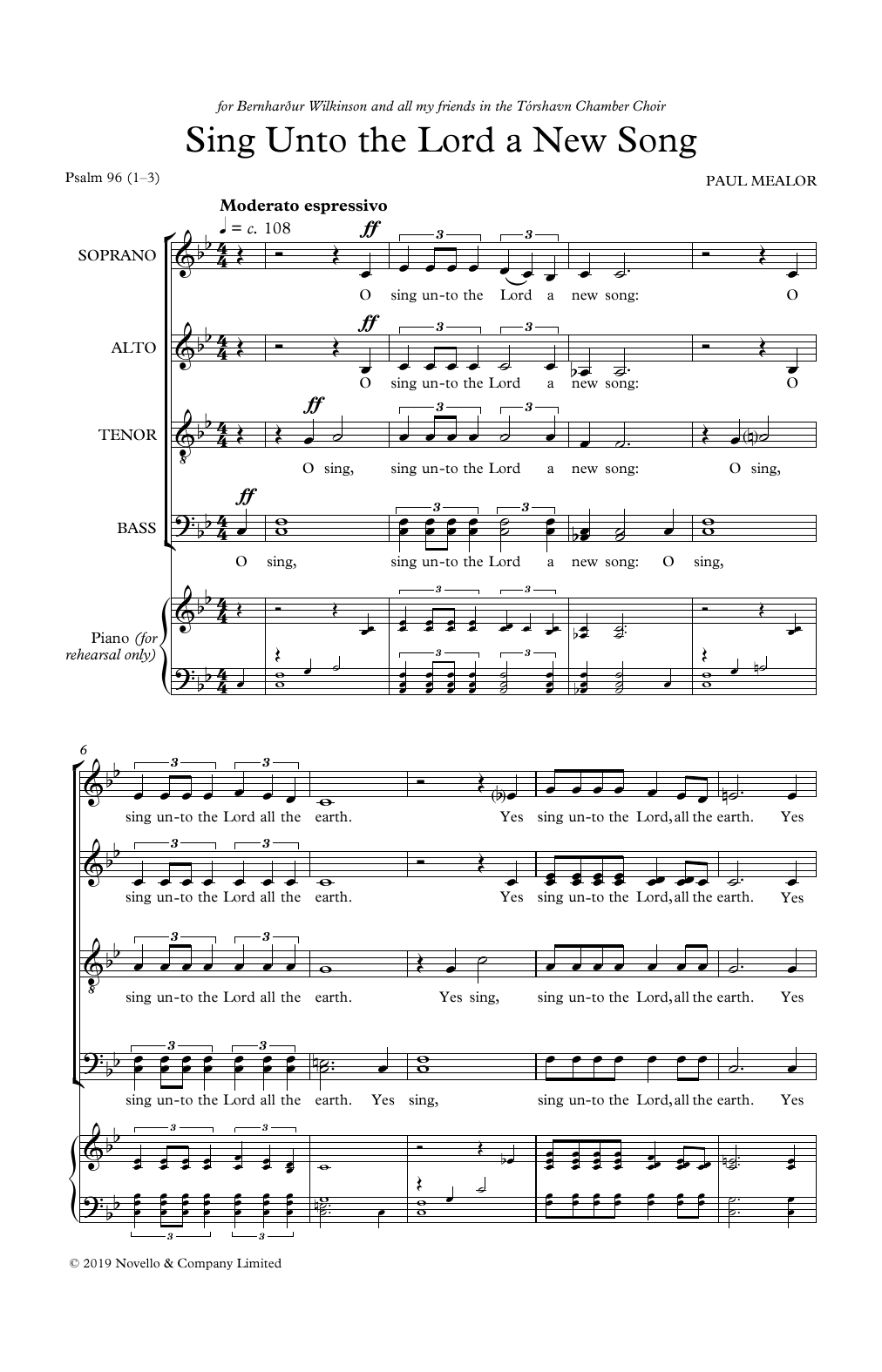 Paul Mealor Sing Unto The Lord A New Song Sheet Music Notes & Chords for SATB Choir - Download or Print PDF