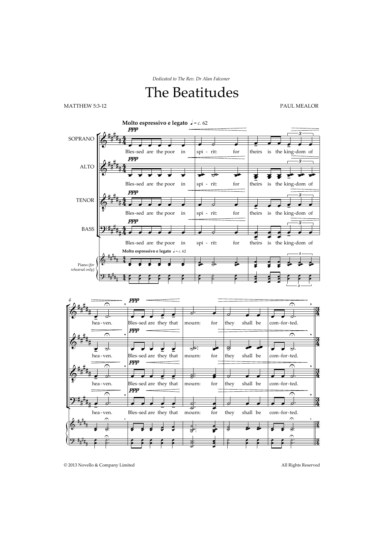 Paul Mealor The Beatitudes Sheet Music Notes & Chords for Choir - Download or Print PDF