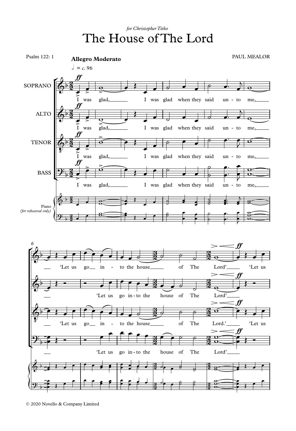 Paul Mealor The House Of The Lord Sheet Music Notes & Chords for SATB Choir - Download or Print PDF