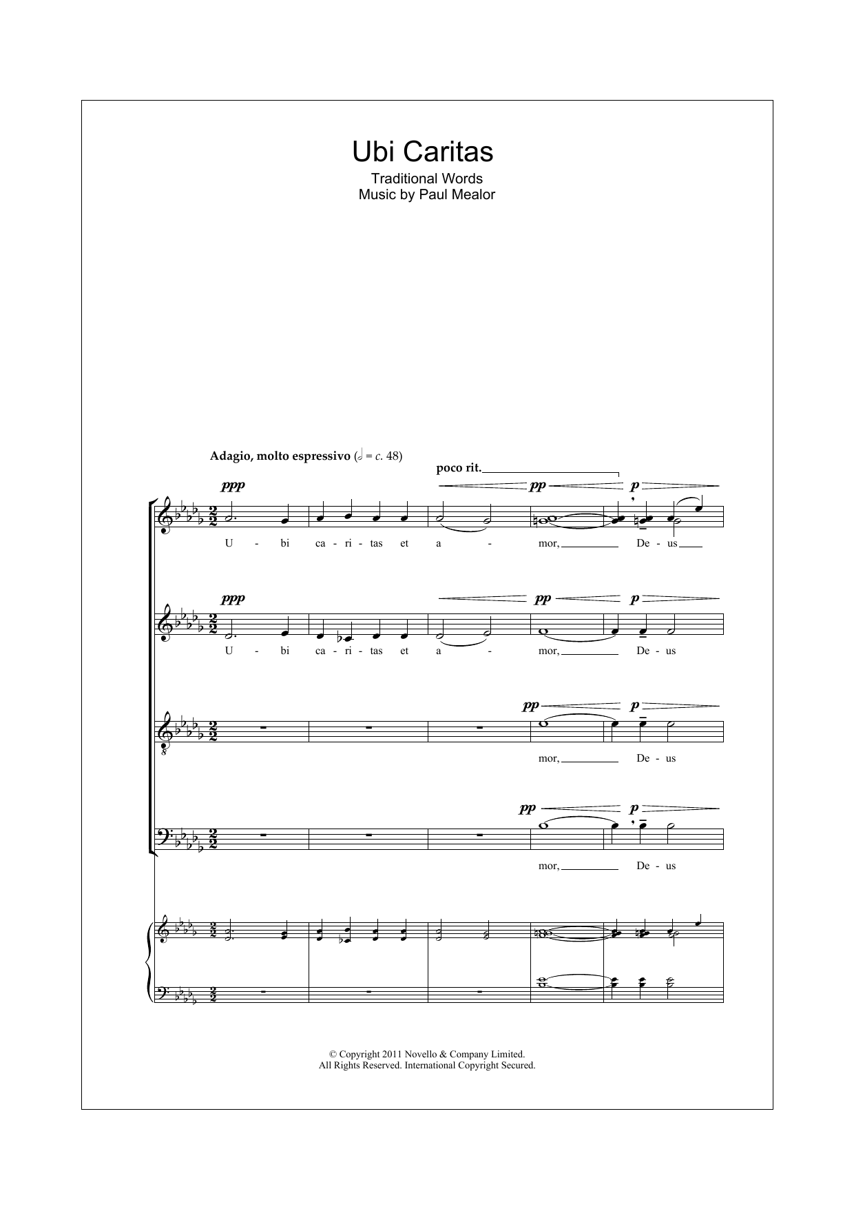 Paul Mealor Ubi Caritas Sheet Music Notes & Chords for SATB Choir - Download or Print PDF