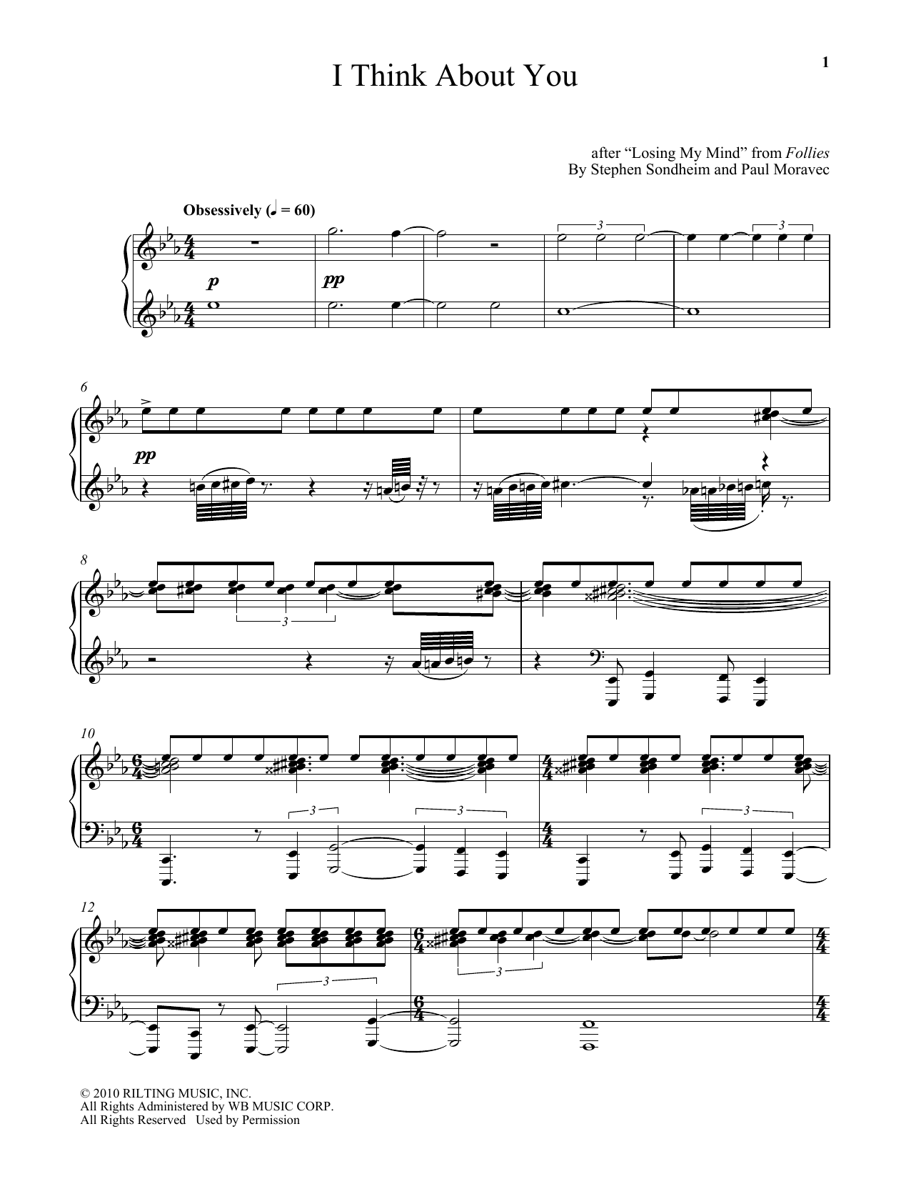 Paul Moravec I Think About You Sheet Music Notes & Chords for Piano - Download or Print PDF Paul Moravec I Think About You Sheet Music Notes & Chords for Piano - Download or Print PDF