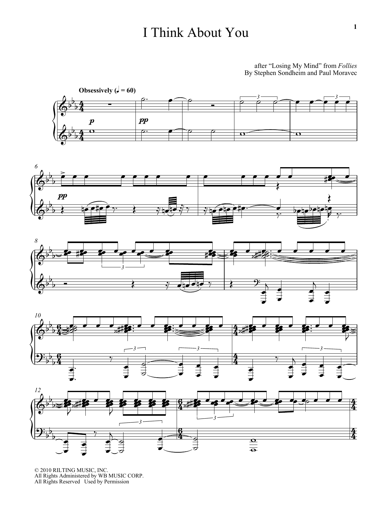 Paul Moravec I Think About You Sheet Music Notes & Chords for Piano - Download or Print PDF