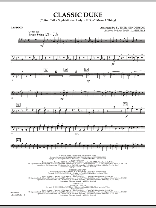 Paul Murtha Classic Duke - Bassoon Sheet Music Notes & Chords for Concert Band - Download or Print PDF