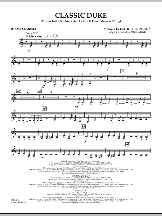 Paul Murtha Classic Duke - Bb Bass Clarinet Sheet Music Notes & Chords for Concert Band - Download or Print PDF