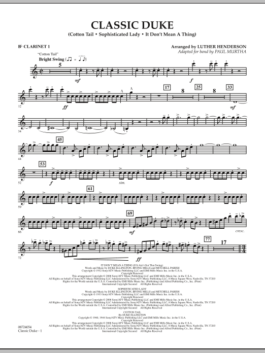 Paul Murtha Classic Duke - Bb Clarinet 1 Sheet Music Notes & Chords for Concert Band - Download or Print PDF