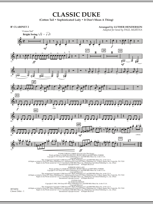 Paul Murtha Classic Duke - Bb Clarinet 2 Sheet Music Notes & Chords for Concert Band - Download or Print PDF