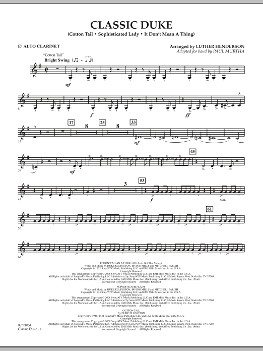 Paul Murtha Classic Duke - Eb Alto Clarinet Sheet Music Notes & Chords for Concert Band - Download or Print PDF