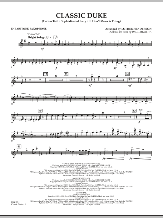 Paul Murtha Classic Duke - Eb Baritone Saxophone Sheet Music Notes & Chords for Concert Band - Download or Print PDF