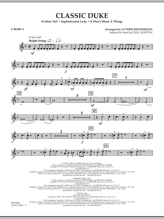 Paul Murtha Classic Duke - F Horn 2 Sheet Music Notes & Chords for Concert Band - Download or Print PDF