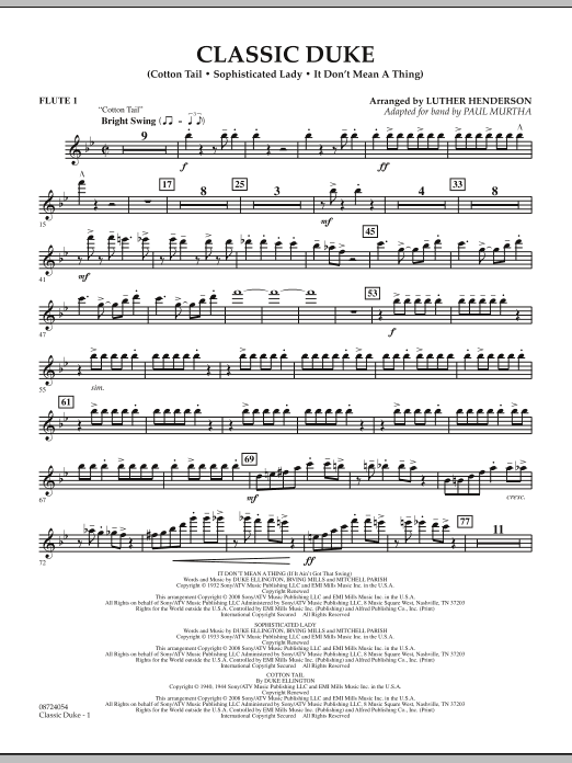 Paul Murtha Classic Duke - Flute 1 Sheet Music Notes & Chords for Concert Band - Download or Print PDF