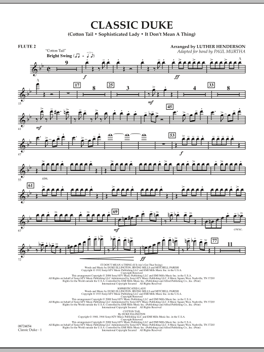 Paul Murtha Classic Duke - Flute 2 Sheet Music Notes & Chords for Concert Band - Download or Print PDF