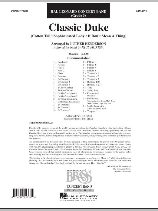Paul Murtha Classic Duke - Full Score Sheet Music Notes & Chords for Concert Band - Download or Print PDF
