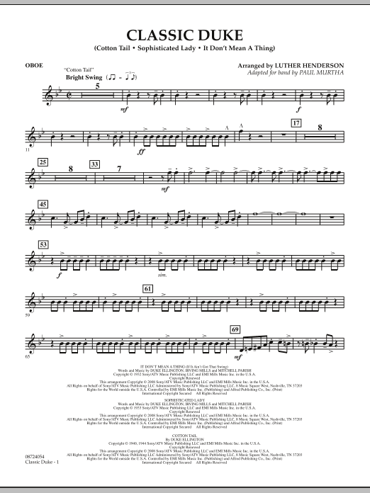 Paul Murtha Classic Duke - Oboe Sheet Music Notes & Chords for Concert Band - Download or Print PDF