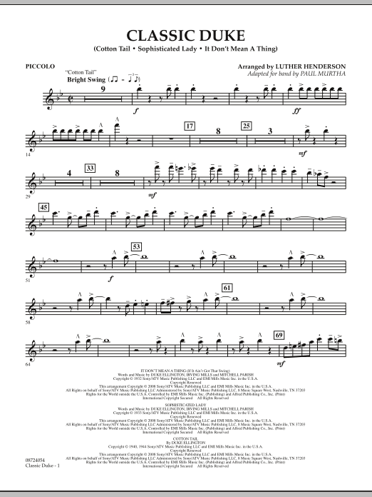 Paul Murtha Classic Duke - Piccolo Sheet Music Notes & Chords for Concert Band - Download or Print PDF